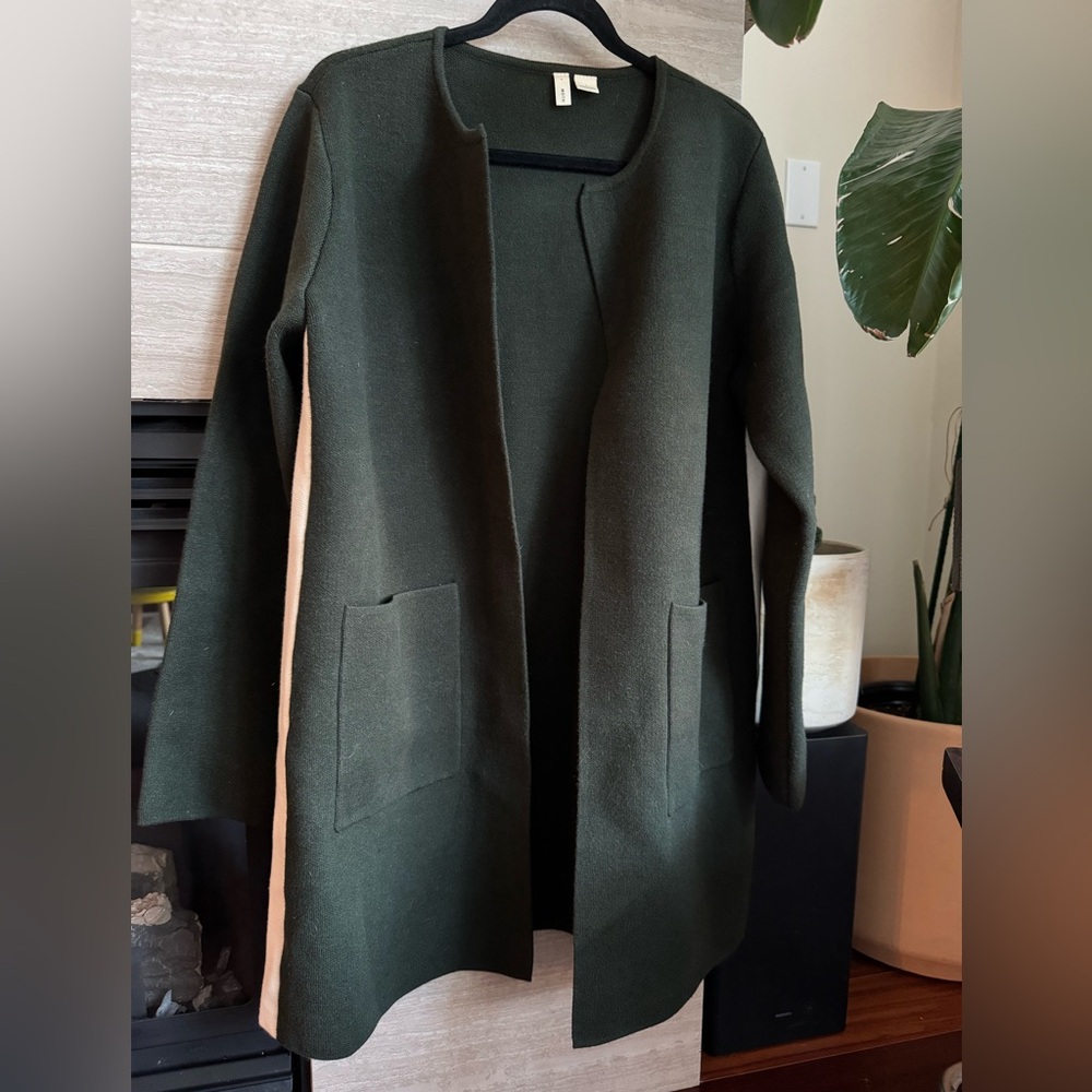 Anthropologie MOTH Green Cardigan Jacket, Side Stripe Size Large